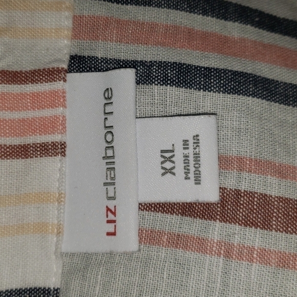 LIZ Claiborne Sleeveless Striped Linen Organic City Resort Beach Dress - Women's - Picture 6 of 7